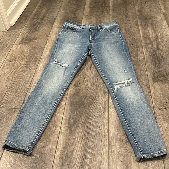 Women’s Distressed Express Jeans White Label Skinny High Rise Size 4 Short - Picture 1 of 7